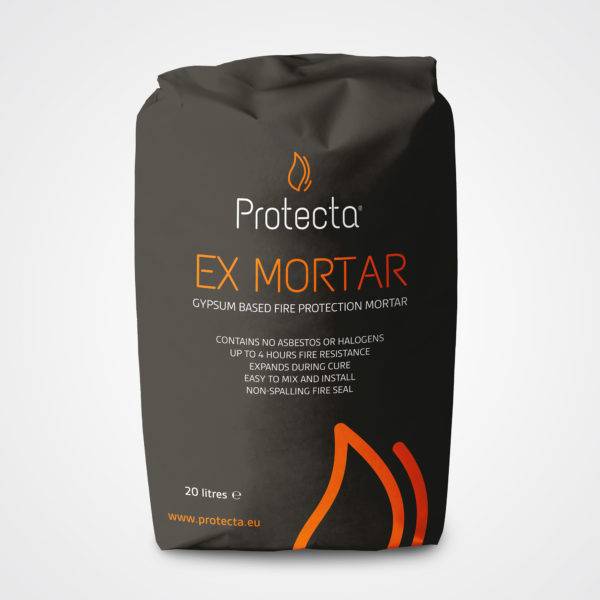 black bag containing ex mortar with orange and white logos