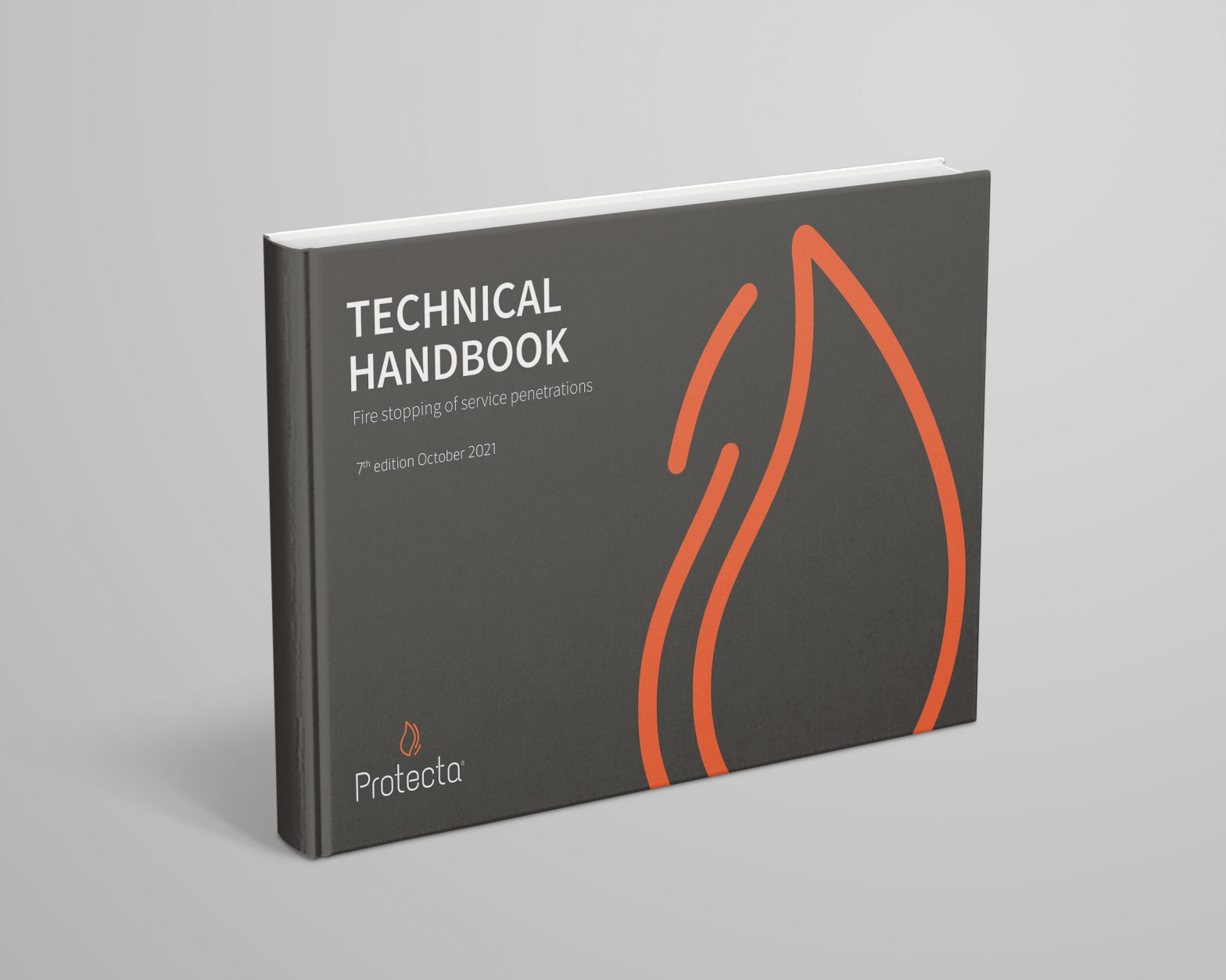 protecta handbook front cover with orange flame